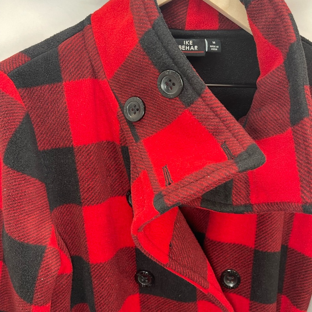 Gorgeous! Ike Behar 90s Black and red plaid belted winter coat womens size M
